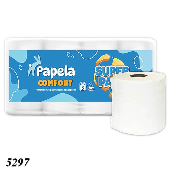 Туалетний папір Papela COMFORT тришаровий 8 шт  Туалетний папір Papela COMFORT тришаровий 8 шт