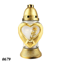 Свічка лампадка скло Троянда серце d 10 см h 25 см (0679)