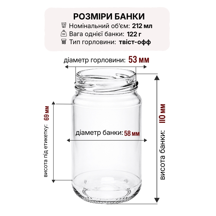  Банка скляна 212 мл Твіст 53 мм