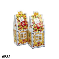 Новорічна коробка Будинок жовтий 350 гр (6931)