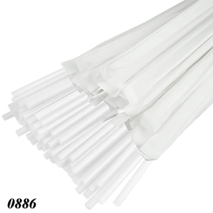 Соломка в індивідуальній упаковці d5 210 мм 200 шт Біла  Соломка в індивідуальній упаковці d5 210 мм 200 шт Біла