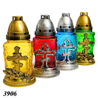 Свічка лампадка Хрест і троянда кольорова d 9 см h 18 см (3906)