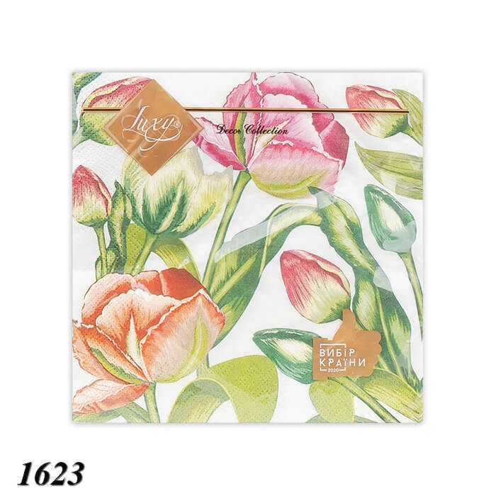 Серветка Luxy Тюльпани 18 шт тришарова  Серветка Luxy Тюльпани 18 шт тришарова