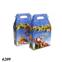 Новорічна коробка Будиночок синій 700 гр (6209)