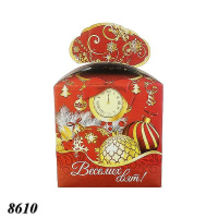 Новорічна коробка Куб Червоний 800 гр (8610)