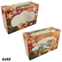 Новорічна коробка Скринька з віконцем 700 гр (0488)