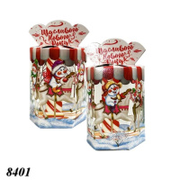 Новорічна коробка Сніговик на каруселі 700 гр (8401)