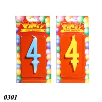 Свічка тортова цифра 4 Кольорова (0301)