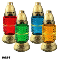 Свічка лампадка скло з камінчиками d 9 см h 18 см (0684) Свічка лампадка скло з камінчиками d 9 см h 18 см (0684)