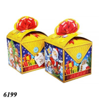 Новорічна коробка Куб синьо-жовтий 800 гр (6199)