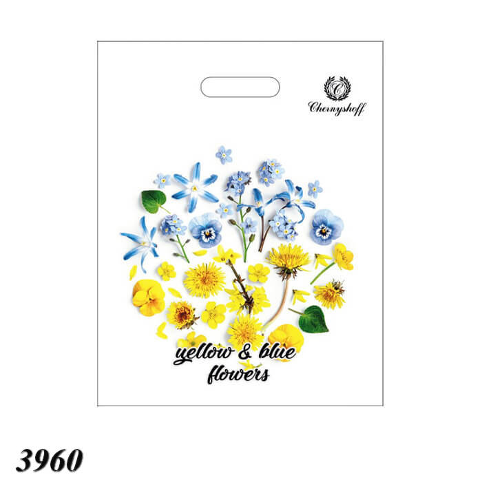 Пакет ПластикПак Блакитно-жовті квіти 29х37 см  Пакет ПластикПак Блакитно-жовті квіти 29х37 см