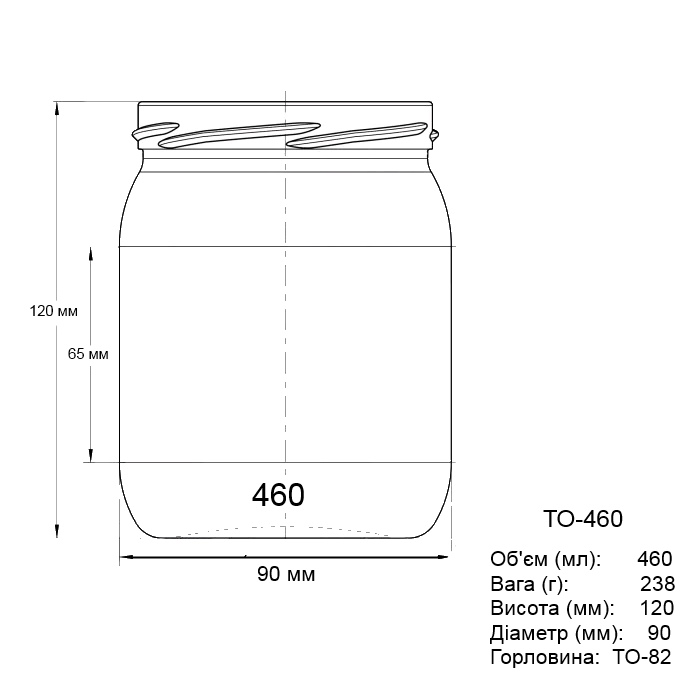 Банка скляна 0.46 л Твіст 82 мм  Банка скляна 0.46 л Твіст 82 мм