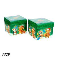 Новорічна коробка Кубик Зелений  700 гр (1329)
