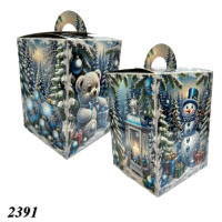 Новорічна коробка Блакитна 1000 гр (2391)