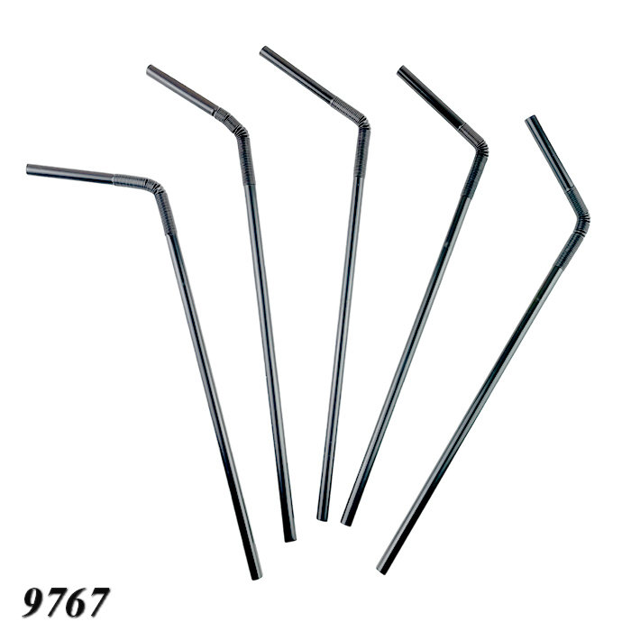 Соломка з вигином d5 250 мм 100 шт чорна Соломка з вигином d5 250 мм 100 шт чорна