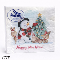 Серветка Sharm Сніговик і зайчик 20 шт двошарова (1728)