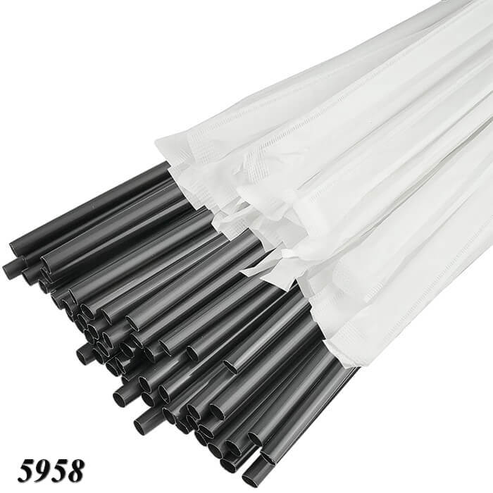 Соломка в індивідуальній упаковці d5 210 мм 200 шт Чорна  Соломка в індивідуальній упаковці d5 210 мм 200 шт Чорна