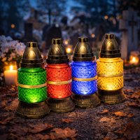 Свічка лампадка скло з камінчиками d 9 см h 18 см (0684)