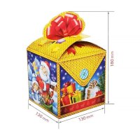 Новорічна коробка Куб синьо-жовтий 800 гр (6199)