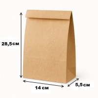 Пакет саше паперовий бурий без ручок 14×28,5×5,5 см 100 шт  (4864)