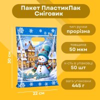 Пакет новорічний Сніговик 22х30 см (5325)
