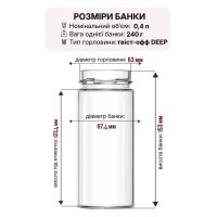 Банка скляна 0.400 л Твіст DEEP 63 мм (1074)