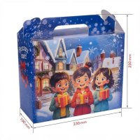 Новорічна коробка Саквояж з ручками Миколай 1500 гр (1400)