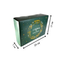 Новорічна коробка  моноблок Зелена 900 гр (1303)