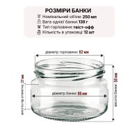 Банка скляна 0.250 л Твіст 82 мм (3348)