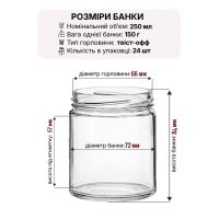 Банка скляна 0.250 л Твіст 66 мм (7889)