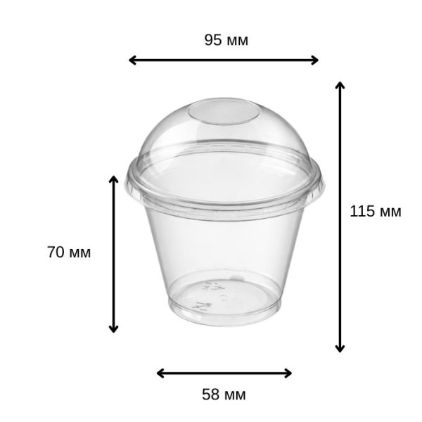 Стакан з купольною кришкою без отвору 250 мл (7811)