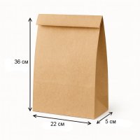 Крафтовий пакет коричневий 22х36х5 см 100 шт (8467)