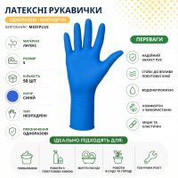 Рукавички амбулаторні латексні сині MediPlus 50 шт  S (2070)