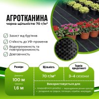 Агротканина 70 мк 1.6х100 м Чорна (A 2375)