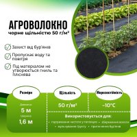 Агроволокно Agreen в пакеті 50 мк 1.6х5 м Чорне (A 3531)