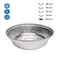 Контейнер алюмінієвий C801L круглий 830 мл (9342)