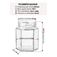 Банка скляна Медова 0.229 л Твіст 63  (8588)