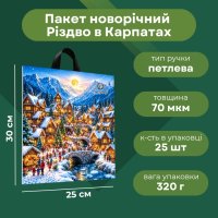 Пакет новорічний ПластикПак Різдво в Карпатах 25х30 см (7739)