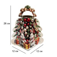 Новорічна коробка Ялинка із зайчиками 1000 гр (1612)