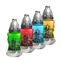 Свічка лампадка Хрест і троянда кольорова d 9 см h 18 см (3906)