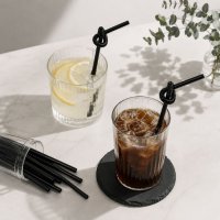 Соломка з вигином d6 250 мм 100 шт чорна (9767)