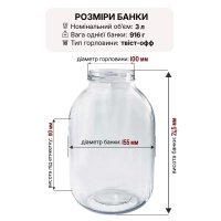 Банка скляна 3.00 л Твіст 100 мм (3596)