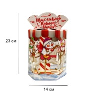 Новорічна коробка Сніговик на каруселі 700 гр (8401)