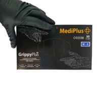 Рукавички нітрилові GrippyPlus чорні  MediPlus 50 шт  М (2082)
