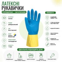 Рукавички латексні Синьо-жовті (2861)