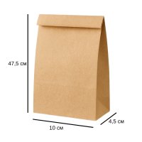 Пакет саше без ручок бурий 10×47,5×4,5 см 50 шт  (6506)