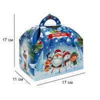 Новорічна коробка Скриня синя 800 гр (6204) Новорічна коробка Скриня синя 800 гр (6204)