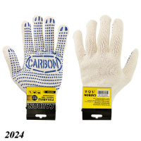 Рукавиці робочі потовщені CARBON Білі крапка (2024) Рукавиці робочі потовщені CARBON Білі крапка (2024)